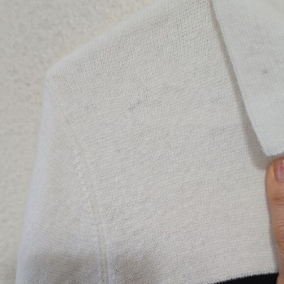 Talbots Black and White Button Down sweater with Polo Collar and Long Sleeves M - Picture 4 of 8